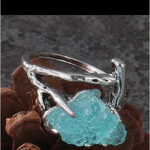 1pc Vintage Irregular Blue Stone Ring - Picture 3 of 3